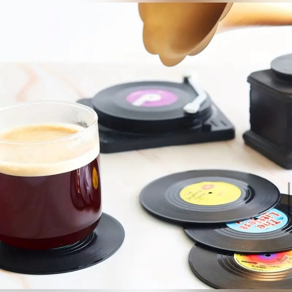6pcs, Non-Slip Vinyl Record Coasters With Holder - Picture 4 of 11